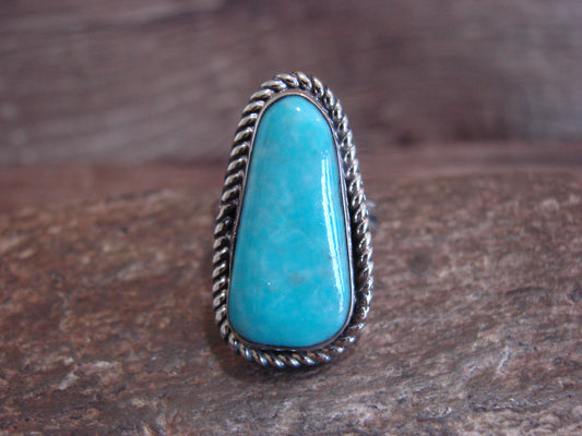 Native American Nickel Silver & Turquoise Ring Size 7.5 - Cleveland