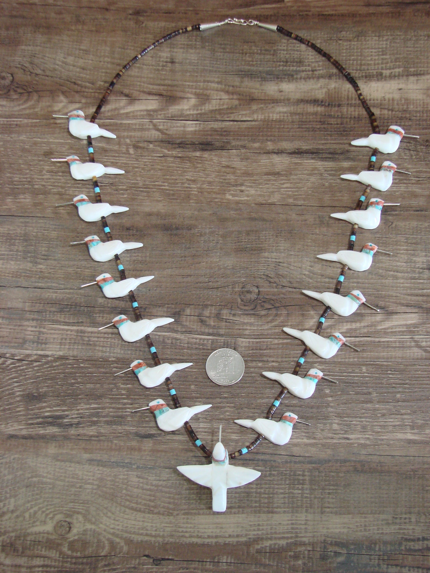 Hand Carved White Marble Hummingbird Fetish Necklace Matt Mitchell