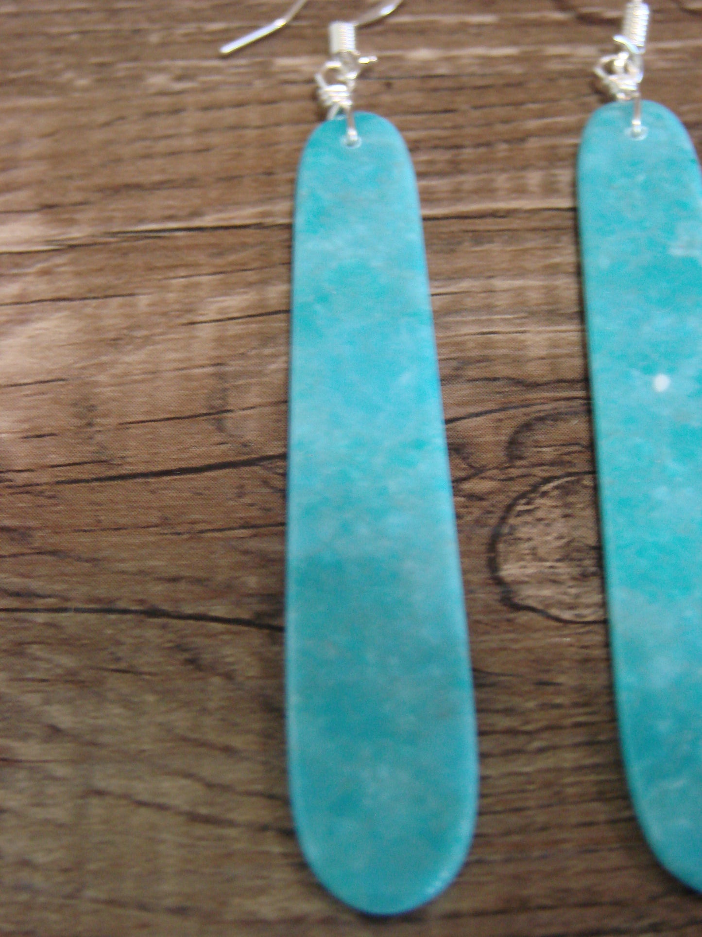 Native American Sterling Silver & Turquoise Slab Earrings - Garcia