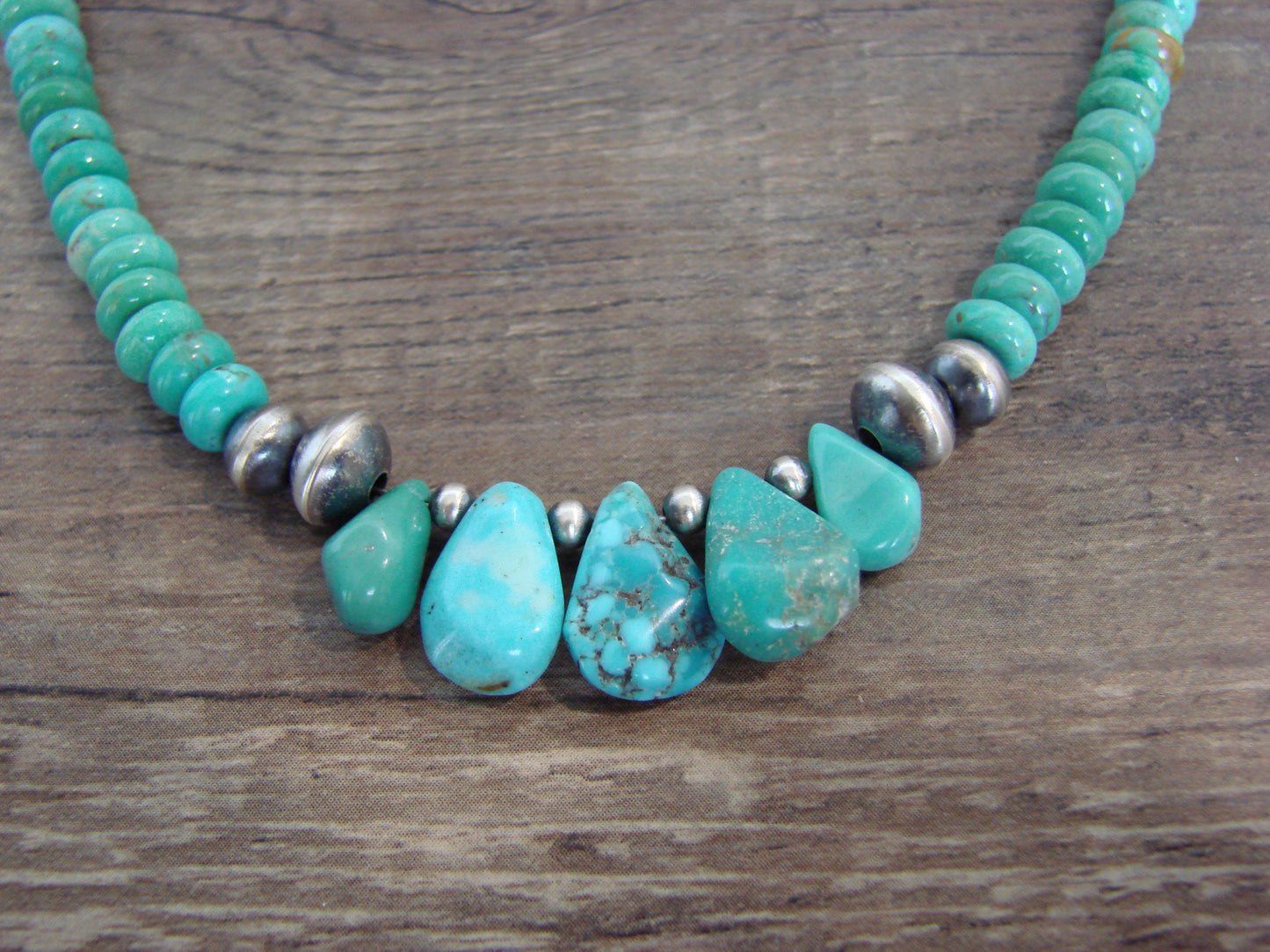 Native American Sterling Silver Turquoise & Navajo Pearl Link Necklace - John