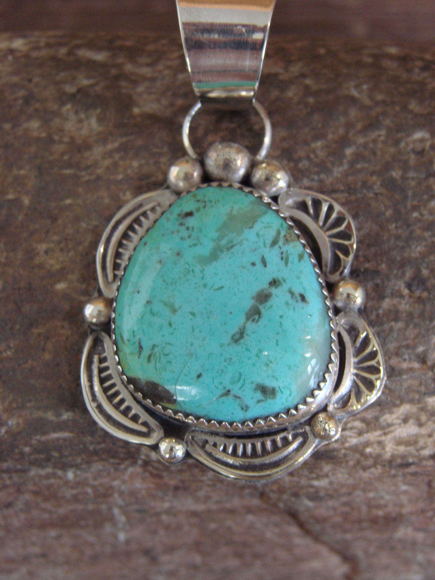 Native American Sterling Silver & Turquoise Pendant - Cleveland