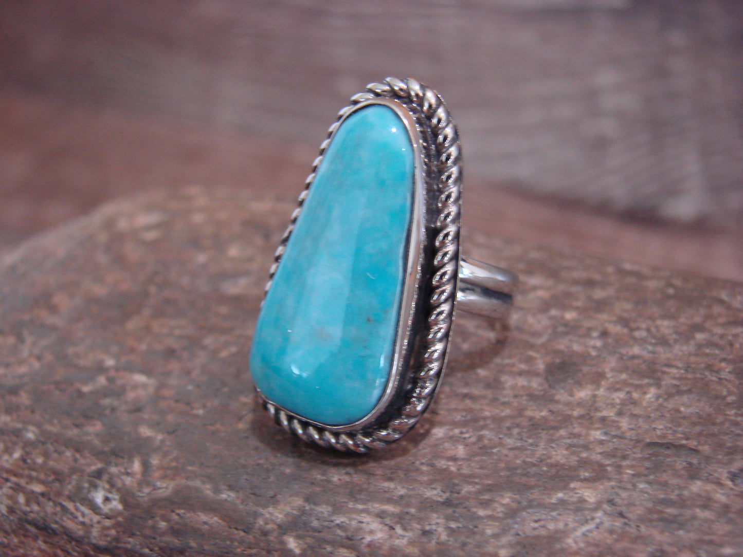 Native American Nickel Silver & Turquoise Ring Size 7.5 - Cleveland