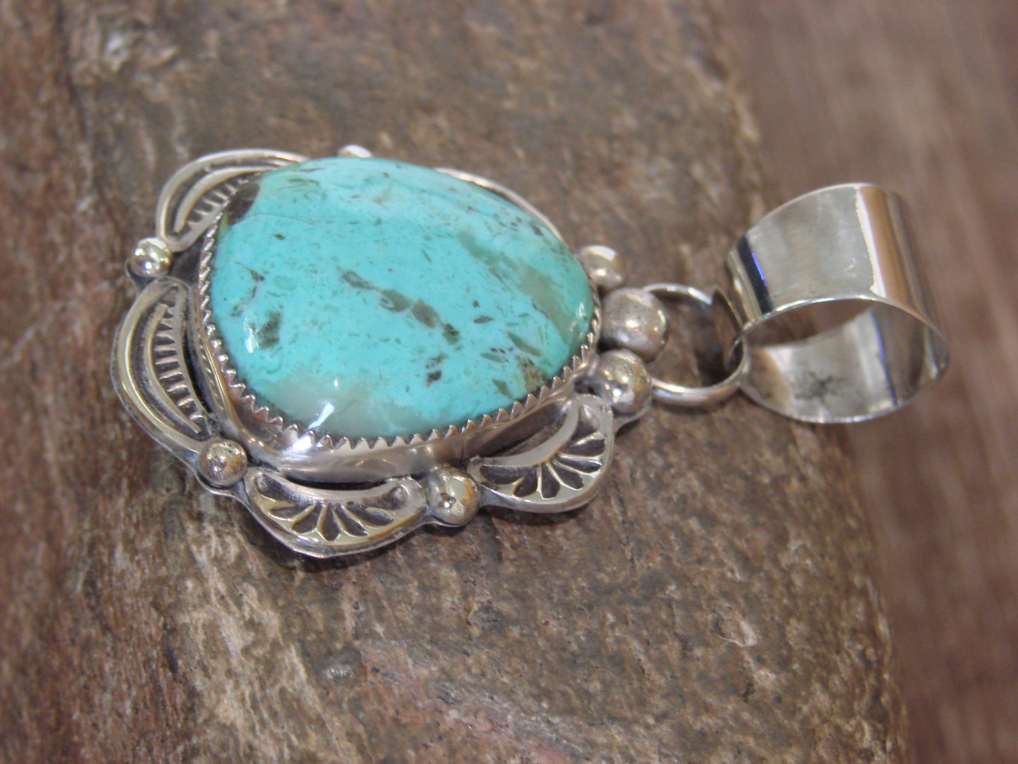 Native American Sterling Silver & Turquoise Pendant - Cleveland