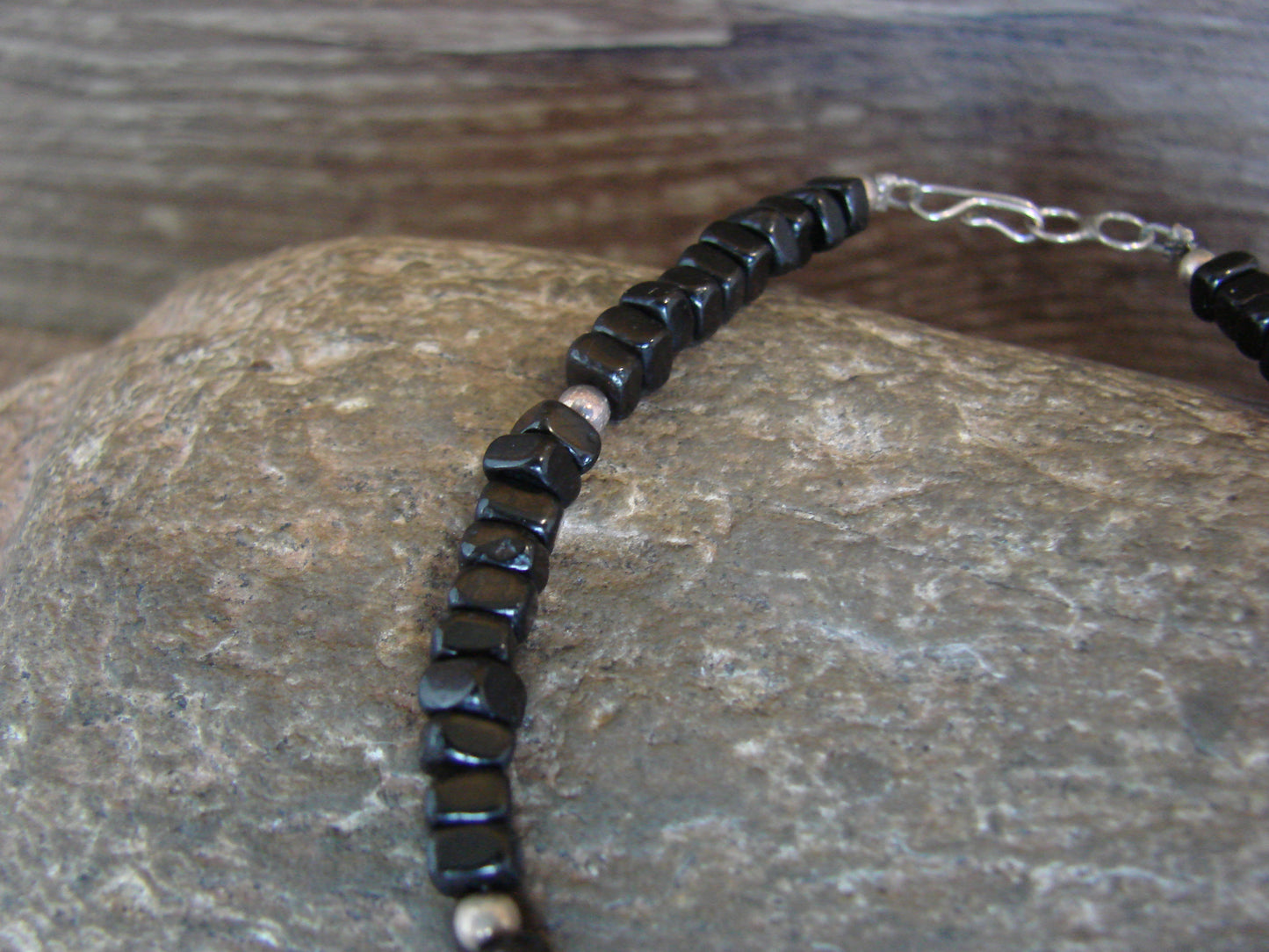 Native American Sterling Silver Onyx Stone Bracelet by Coriz