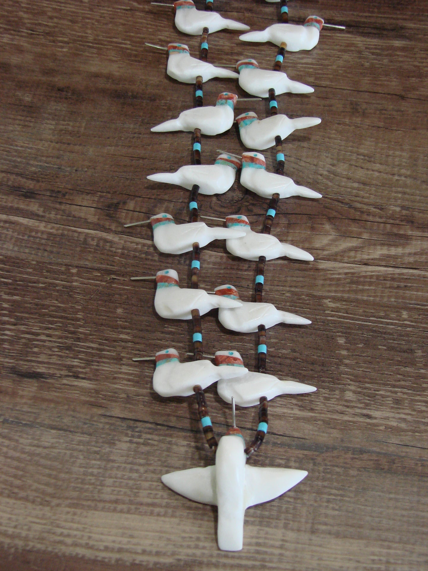 Hand Carved White Marble Hummingbird Fetish Necklace Matt Mitchell
