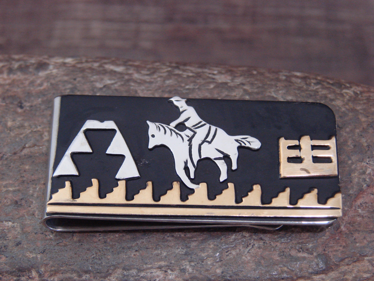 Native American Sterling Silver & 12 kt Gold Fill Horse Money Clip by Singer
