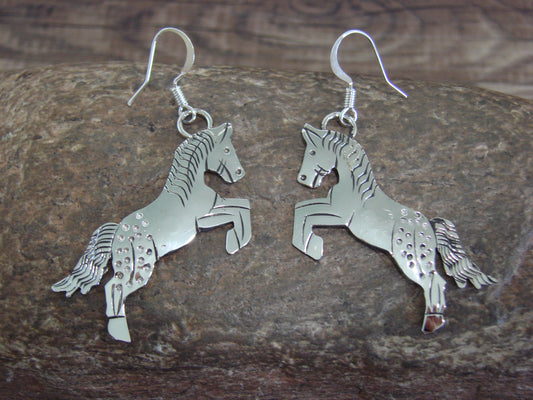 Native American Sterling Silver Horse Dangle Earrings - Yazzie