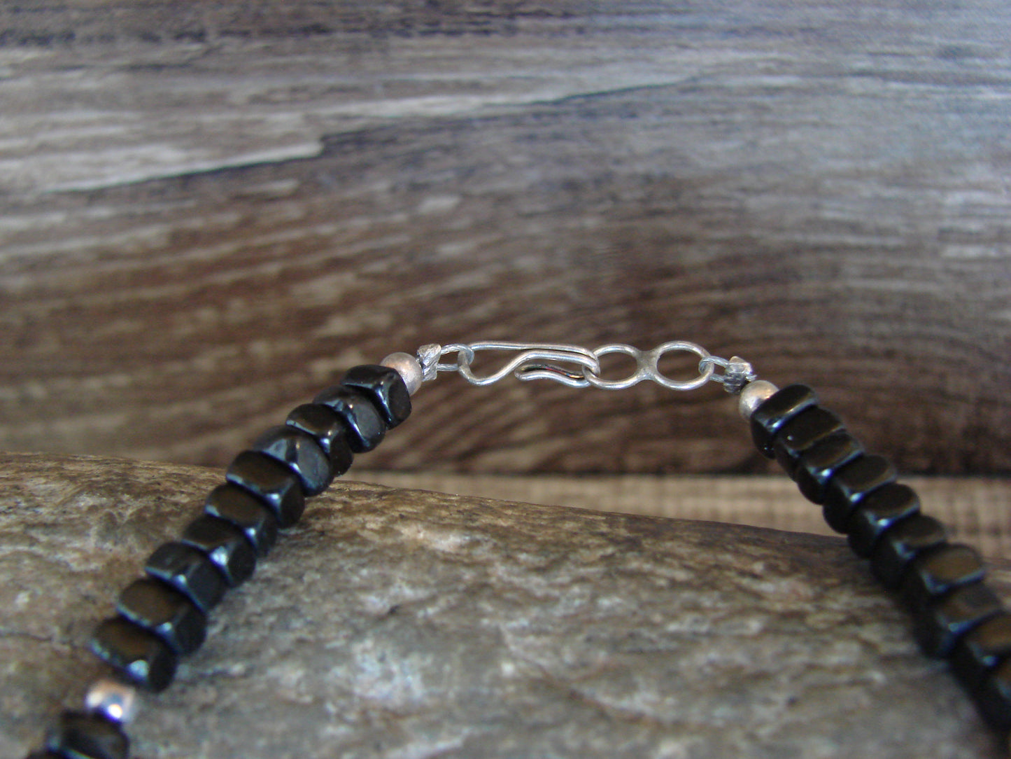 Native American Sterling Silver Onyx Stone Bracelet by Coriz