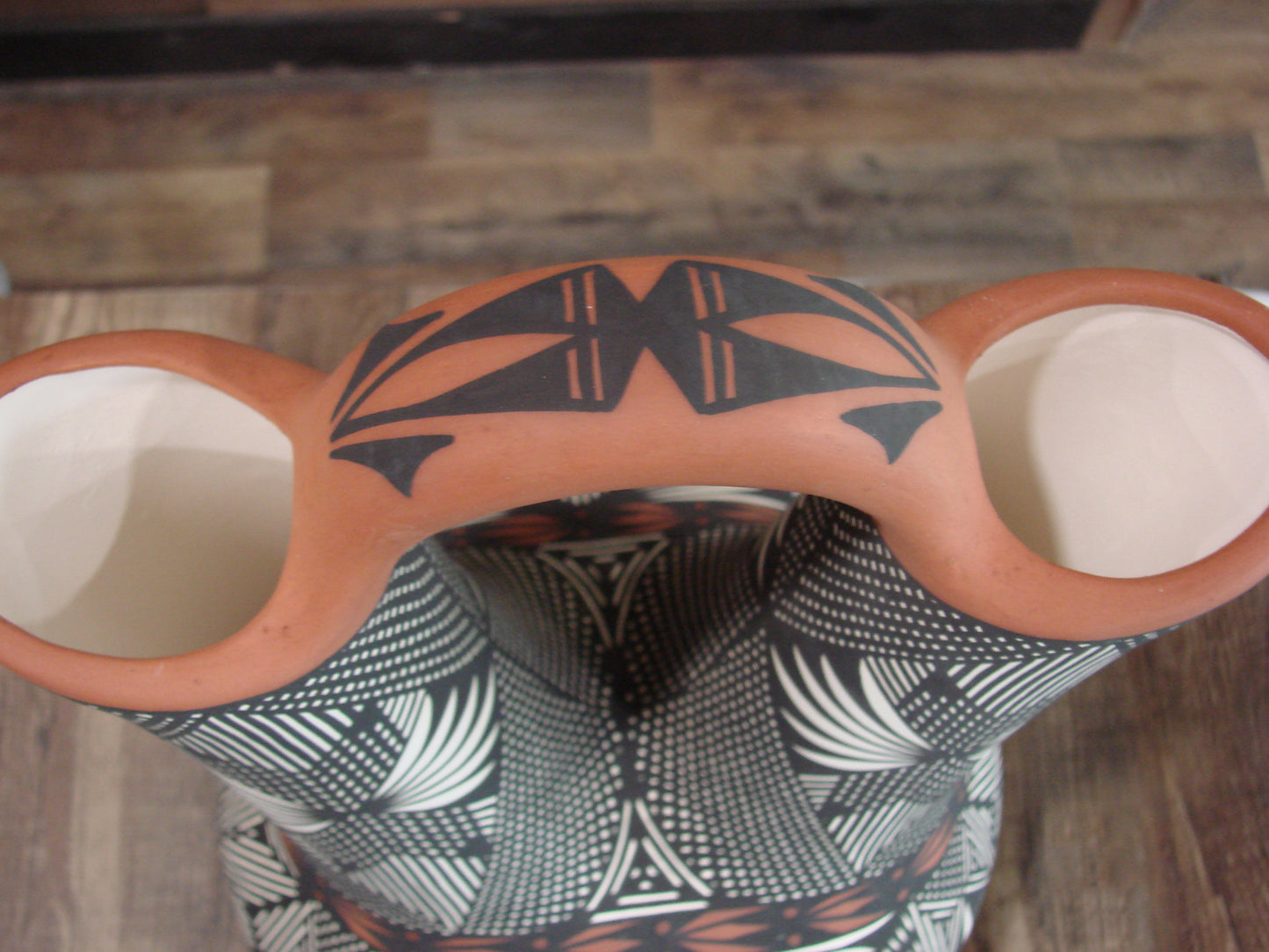 Native American Acoma Pueblo Fine Line Hand Painted Wedding Vase by Vallo