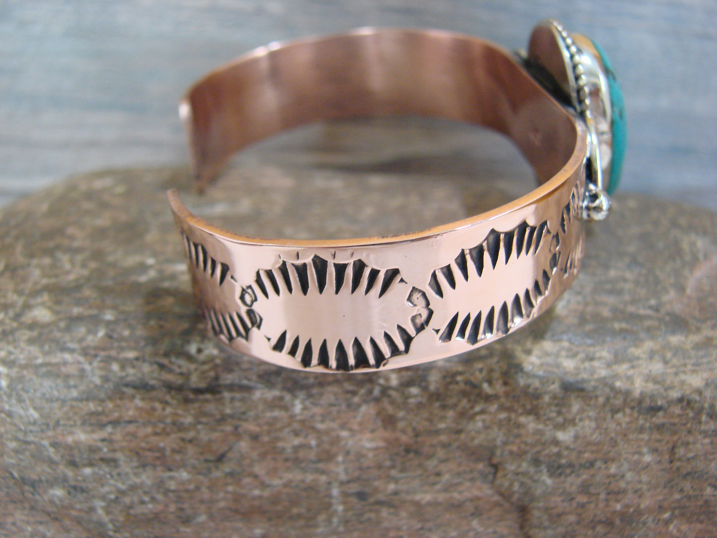 Native American Copper & Turquoise Bracelet by Cleveland