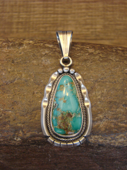 Native American Sterling Silver & Turquoise Pendant by Yellowhair
