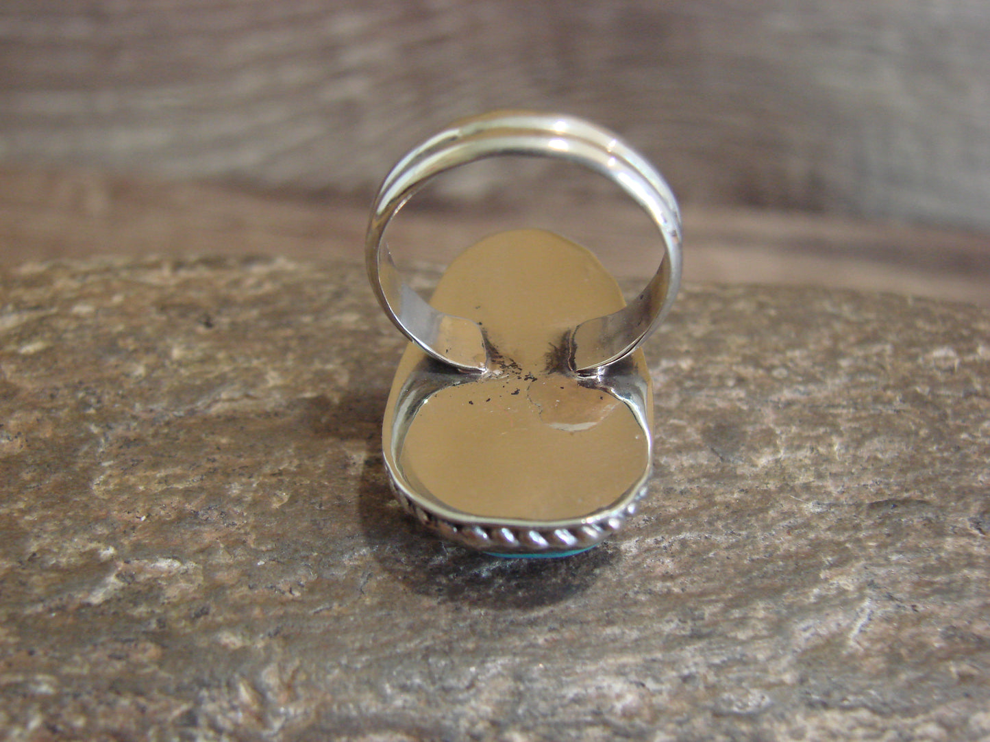 Native American Nickel Silver & Turquoise Ring Size 7.5 - Cleveland