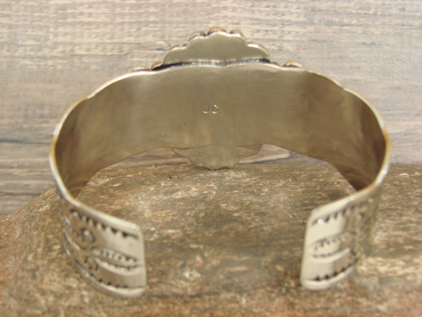 Native American Nickel Silver & Turquoise Bracelet by Cleveland