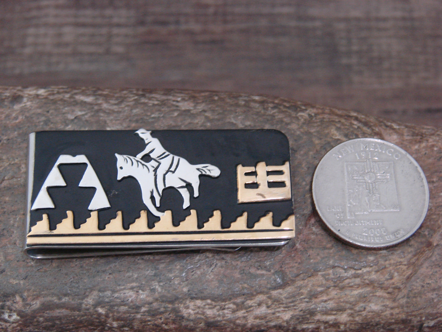 Native American Sterling Silver & 12 kt Gold Fill Horse Money Clip by Singer