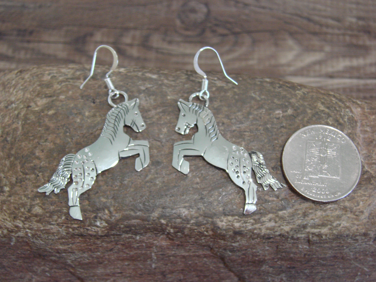 Native American Sterling Silver Horse Dangle Earrings - Yazzie