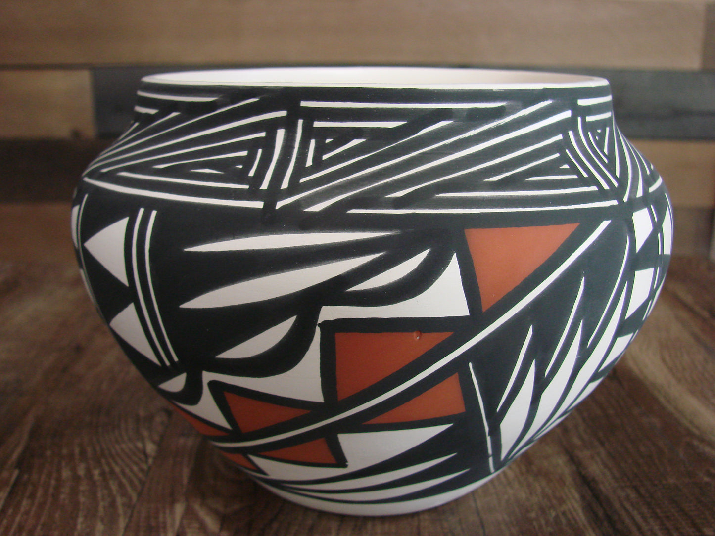 Native American Laguna Fine Line Hand Painted Pottery by B. Ortiz