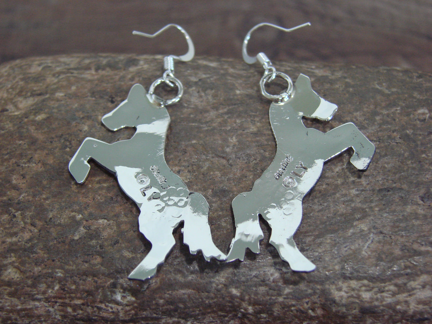 Native American Sterling Silver Horse Dangle Earrings - Yazzie