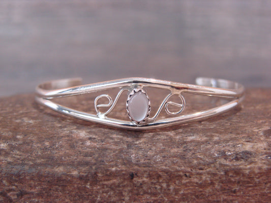 SMALL Navajo Baby / Child Sterling Silver Pink Shell Bracelet by Lincoln