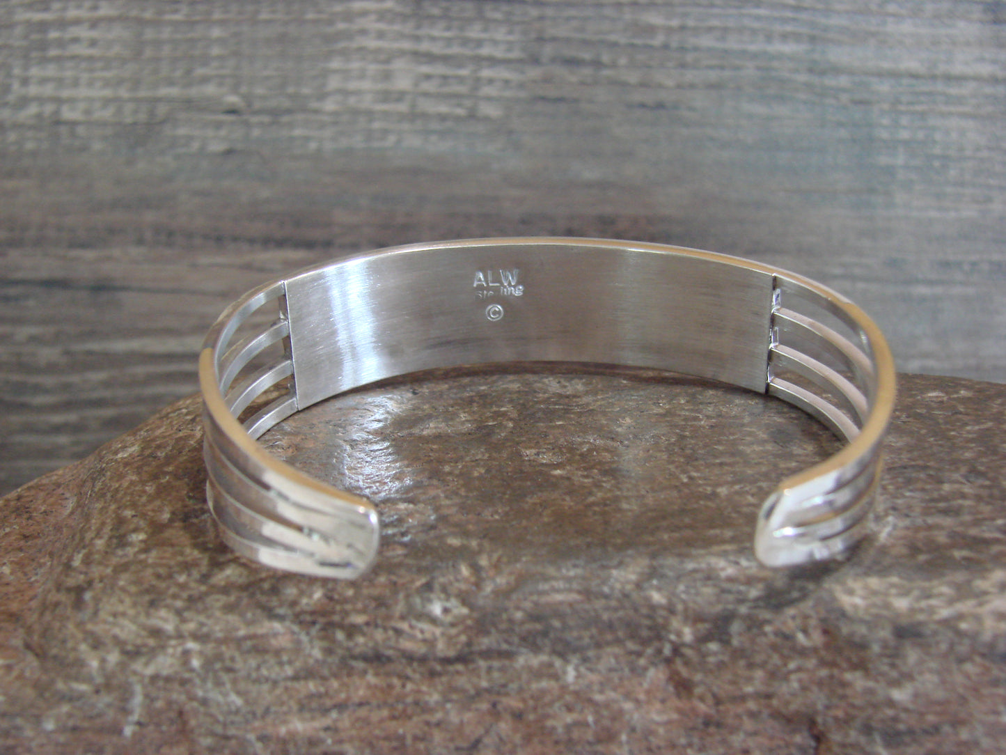 Native American Sterling Silver Multi Stone Inlay Row Bracelet - Wallace