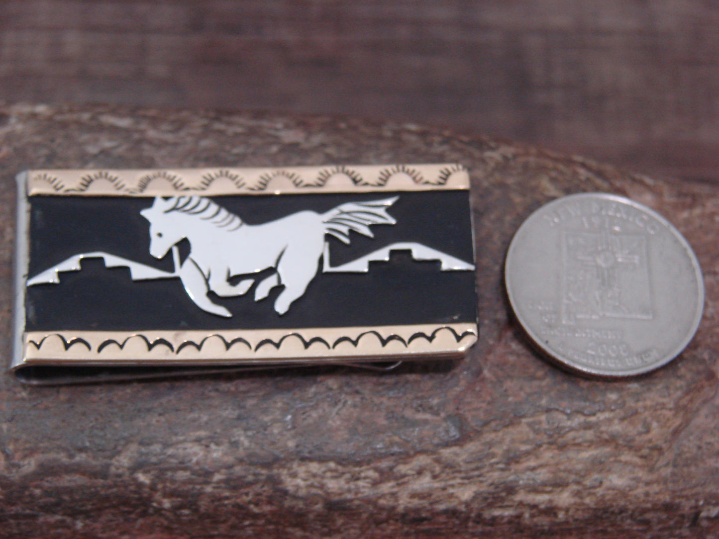 Native American Sterling Silver & 12 kt Gold Fill Horse Money Clip by Singer