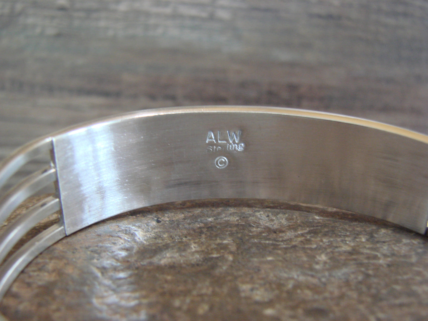 Native American Sterling Silver Multi Stone Inlay Row Bracelet - Wallace