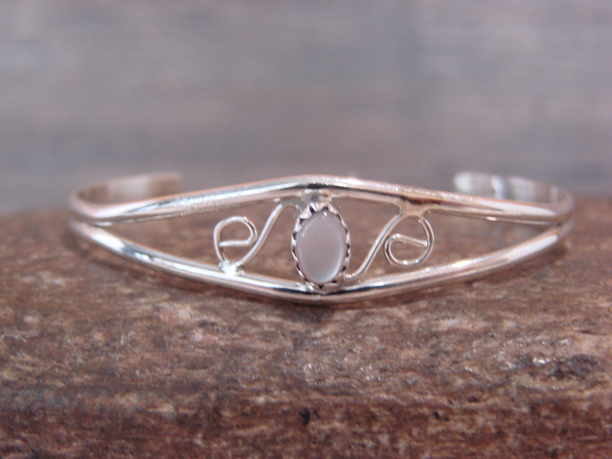 SMALL Navajo Baby / Child Sterling Silver Pink Shell Bracelet by Lincoln