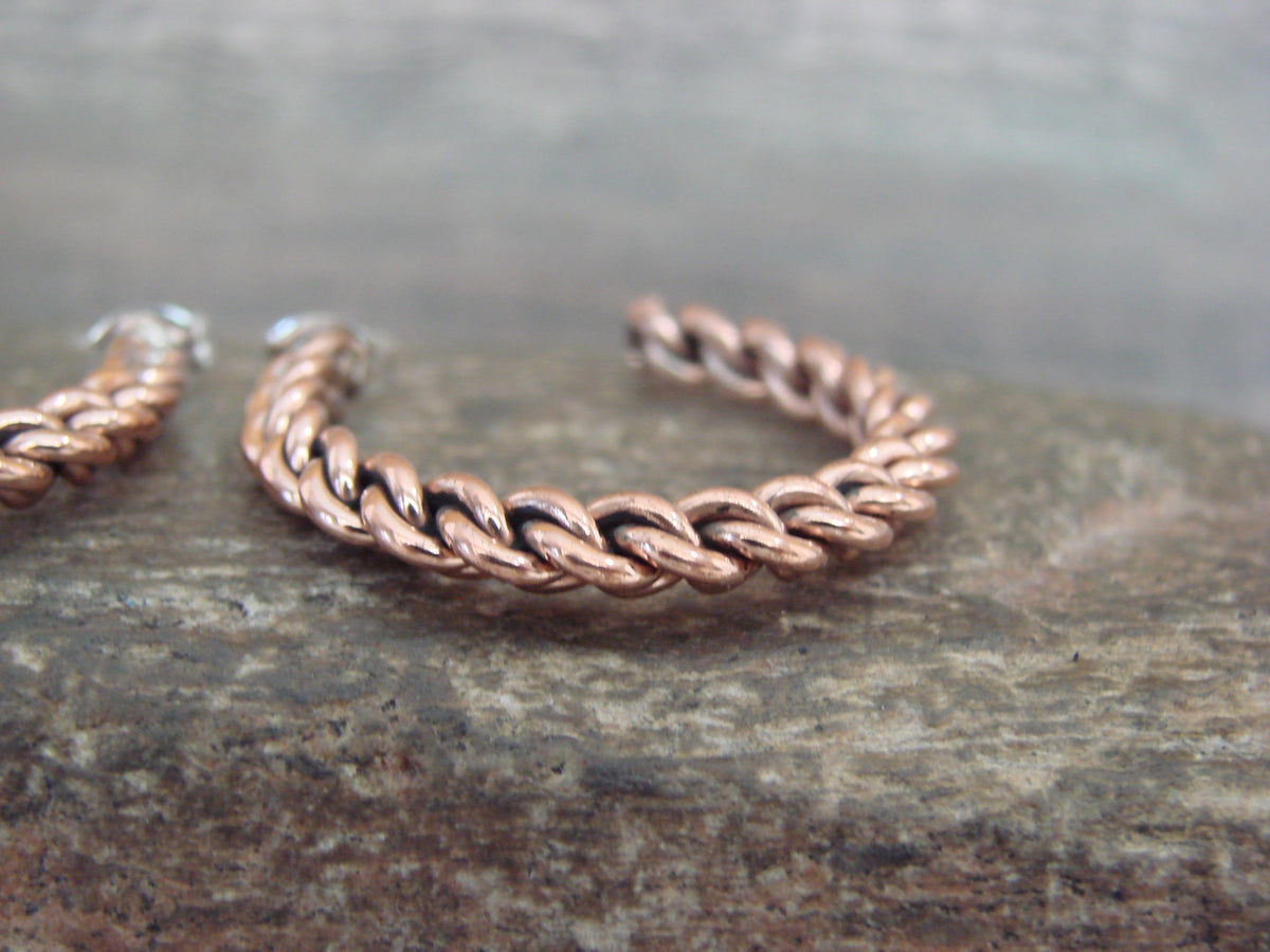 Native American Twisted Copper Hoop Earrings - Tahe