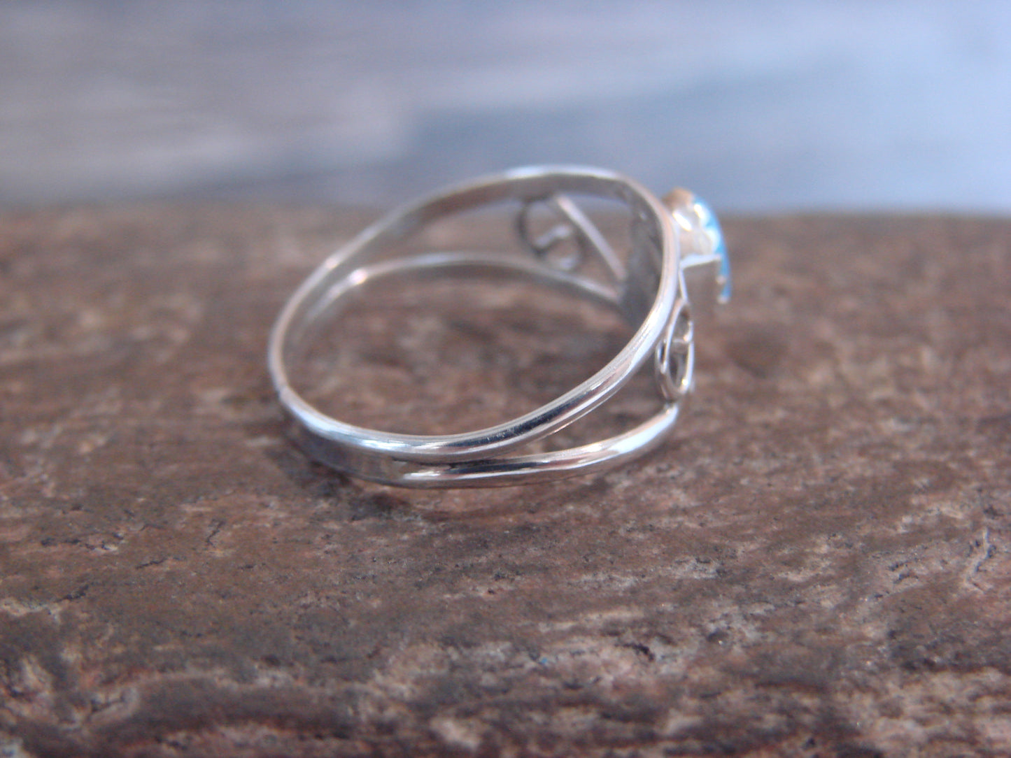 Native American Sterling Silver & Blue Opal Ring Size 7 by Lincoln