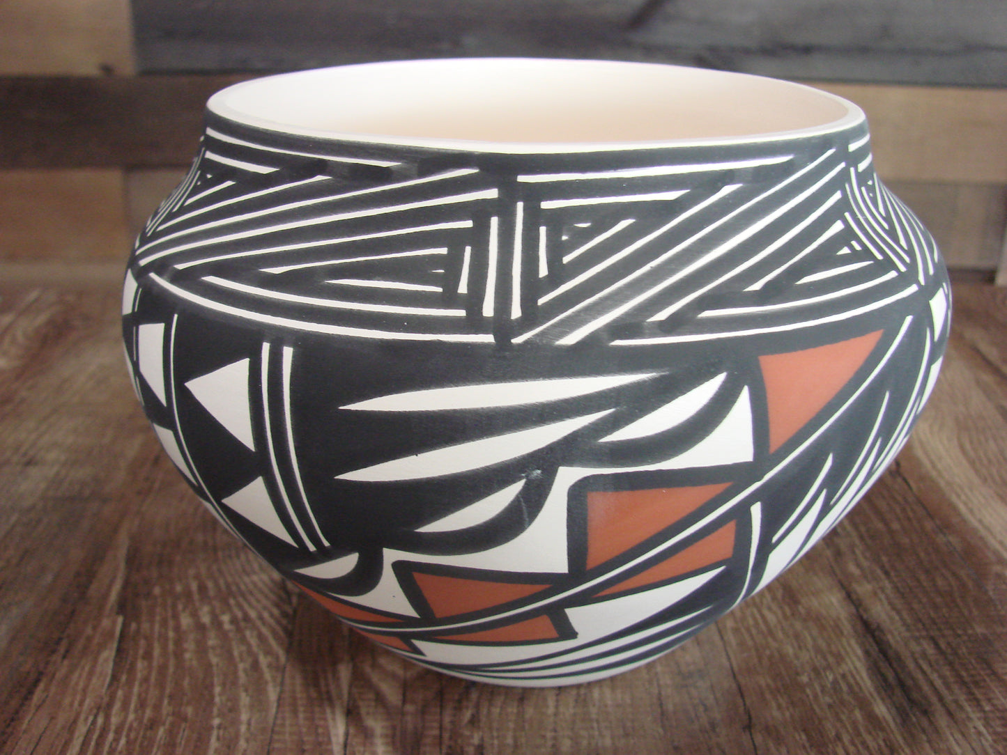 Native American Laguna Fine Line Hand Painted Pottery by B. Ortiz