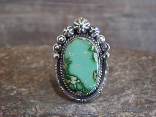 Native American Sterling Silver & Sonoran Turquoise Ring by Benally - Size 6