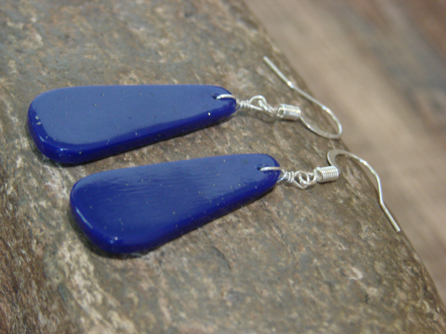Native American Sterling Silver & Lapis Slab Earrings - Garcia