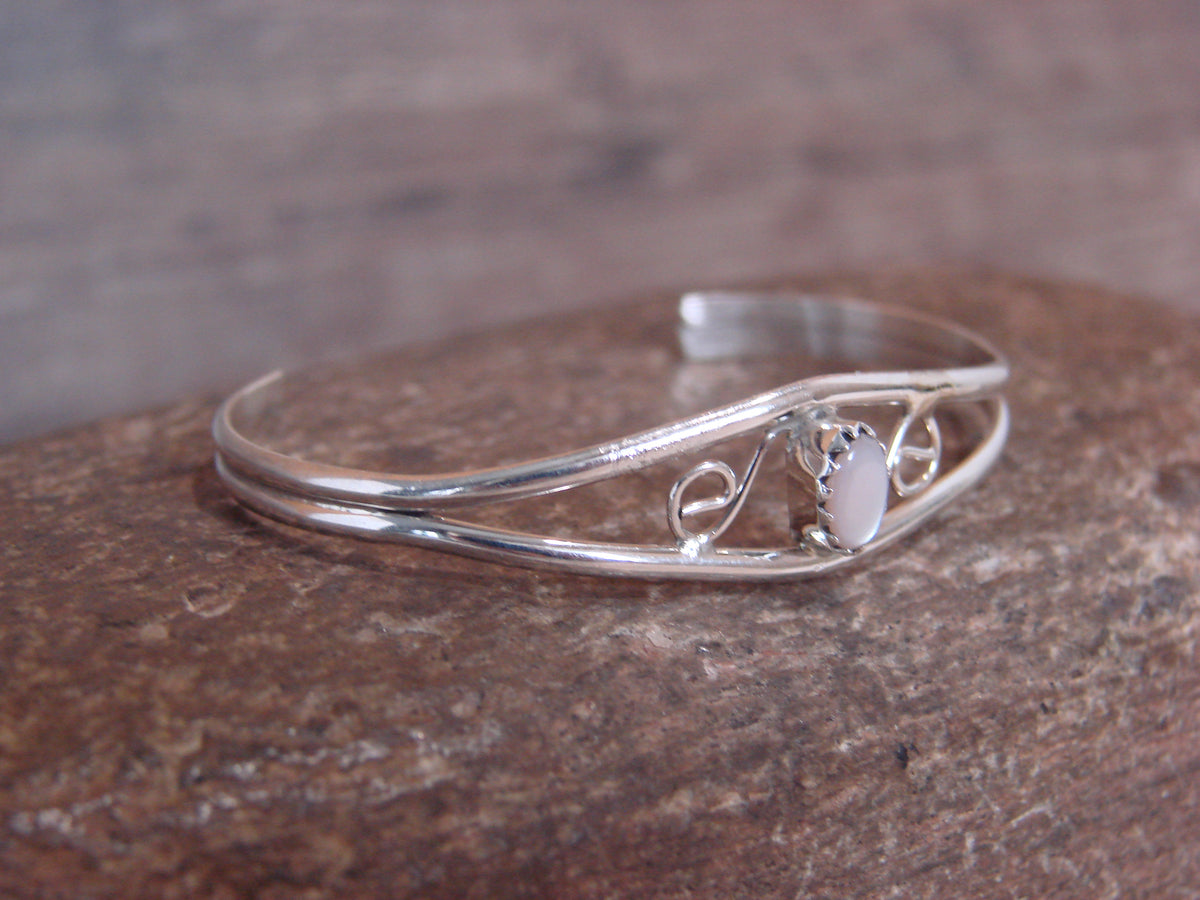 SMALL Navajo Baby / Child Sterling Silver Pink Shell Bracelet by Lincoln