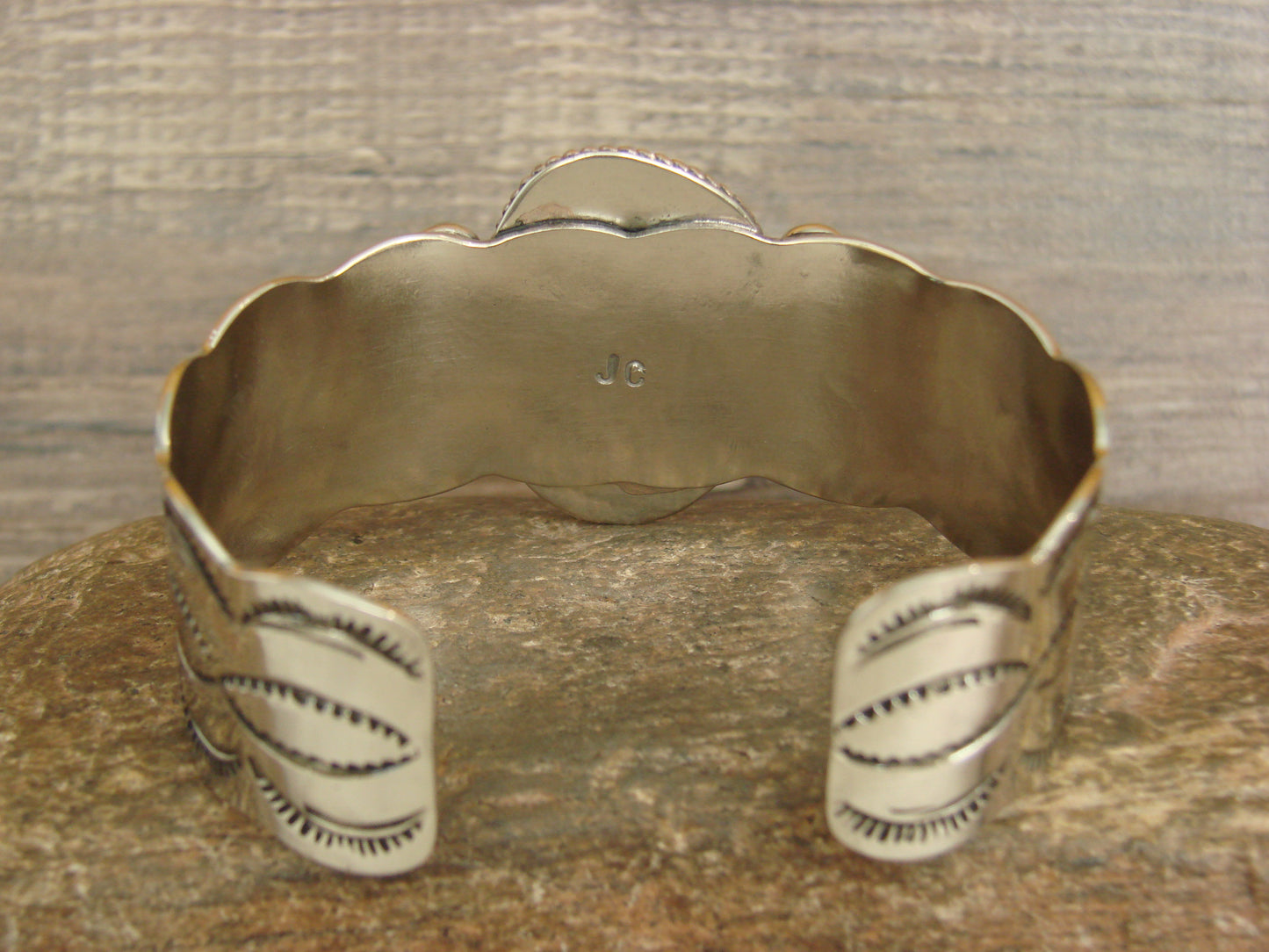 Native American Nickel Silver & Turquoise Bracelet by Cleveland