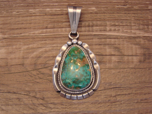 Native American Sterling Silver & Turquoise Pendant by Yellowhair