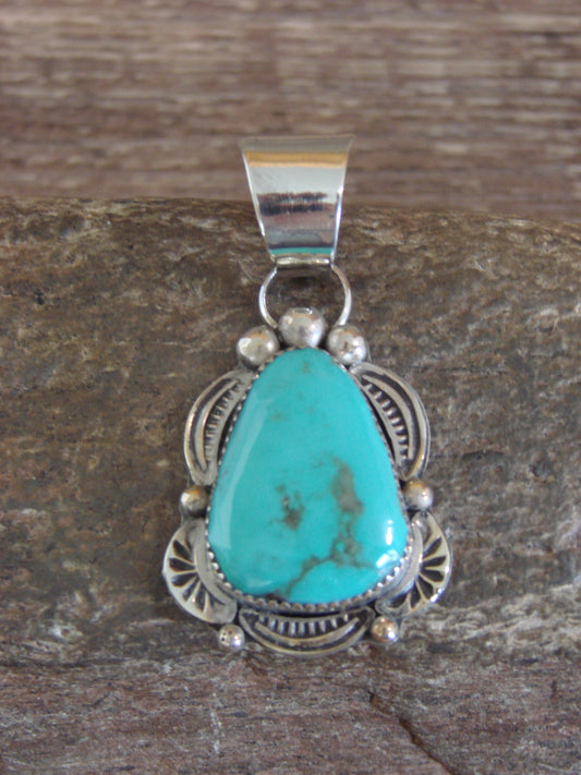 Native American Sterling Silver & Turquoise Pendant - Cleveland