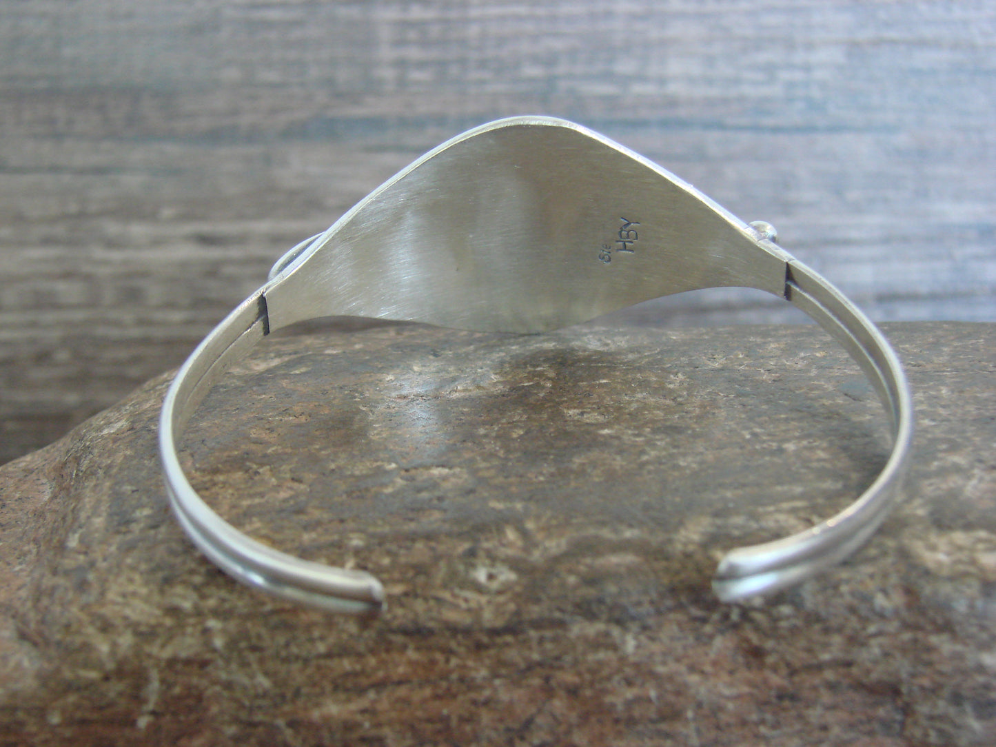 Native American Sterling Silver & Turquoise Feather Bracelet Signed Yazzie
