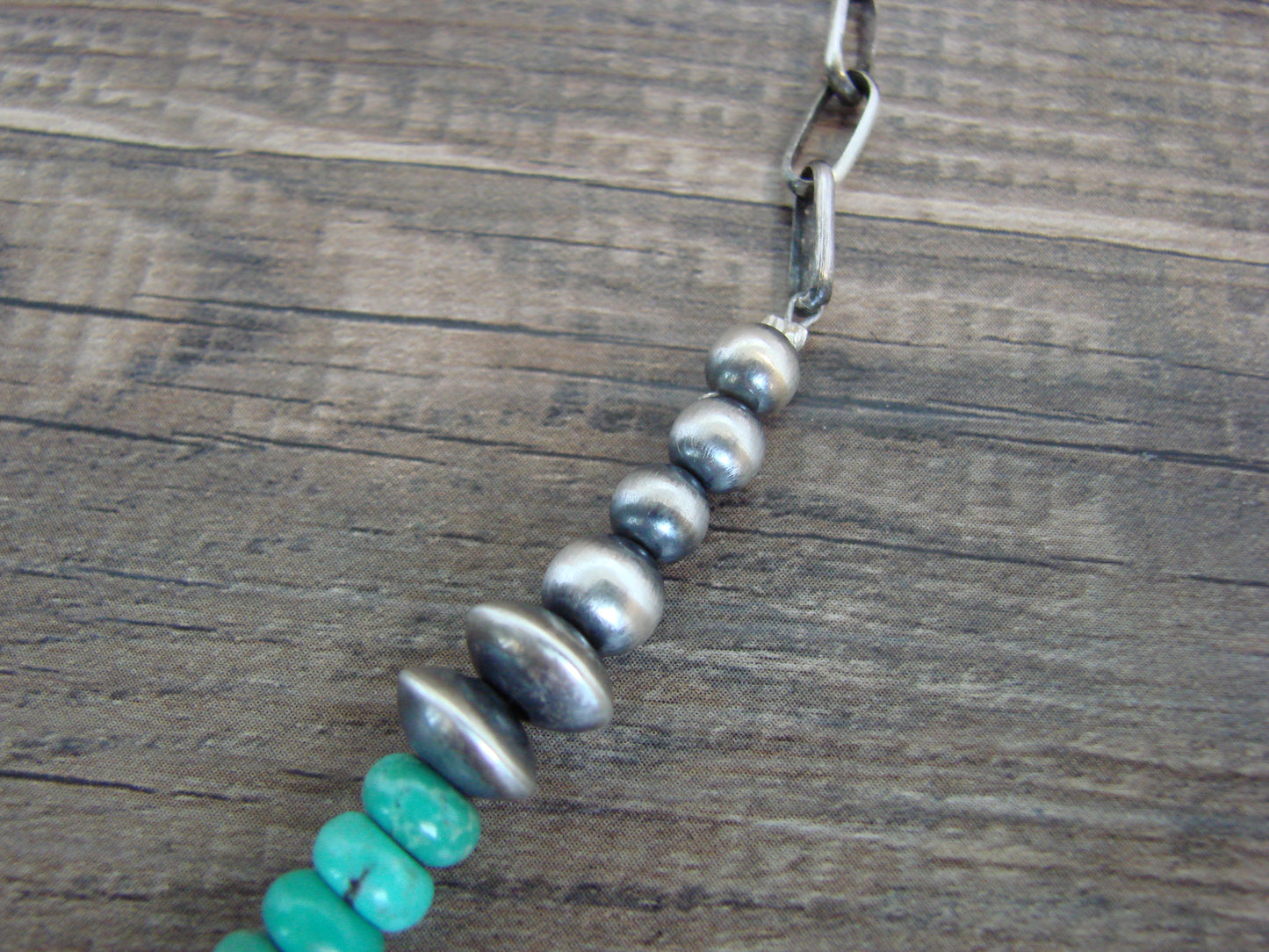 Native American Sterling Silver Turquoise & Navajo Pearl Link Necklace - John