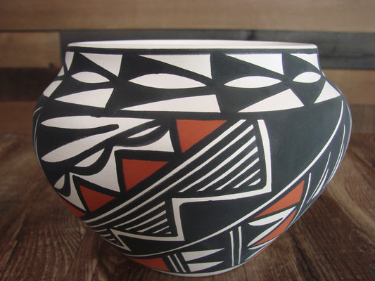 Native American Laguna Fine Line Hand Painted Pottery by B. Ortiz