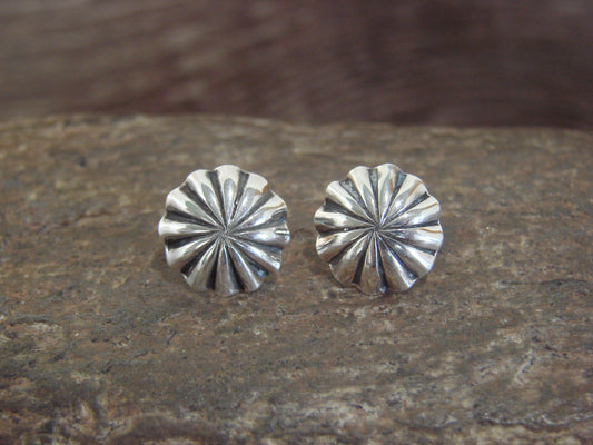Native American Indian Sterling Silver 1/2" Concho Post Earrings by Harvey