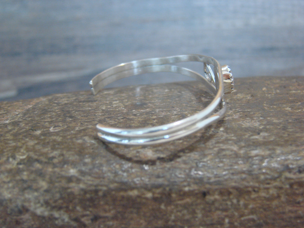 SMALL Navajo Baby / Child Sterling Silver Pink Shell Bracelet by Lincoln
