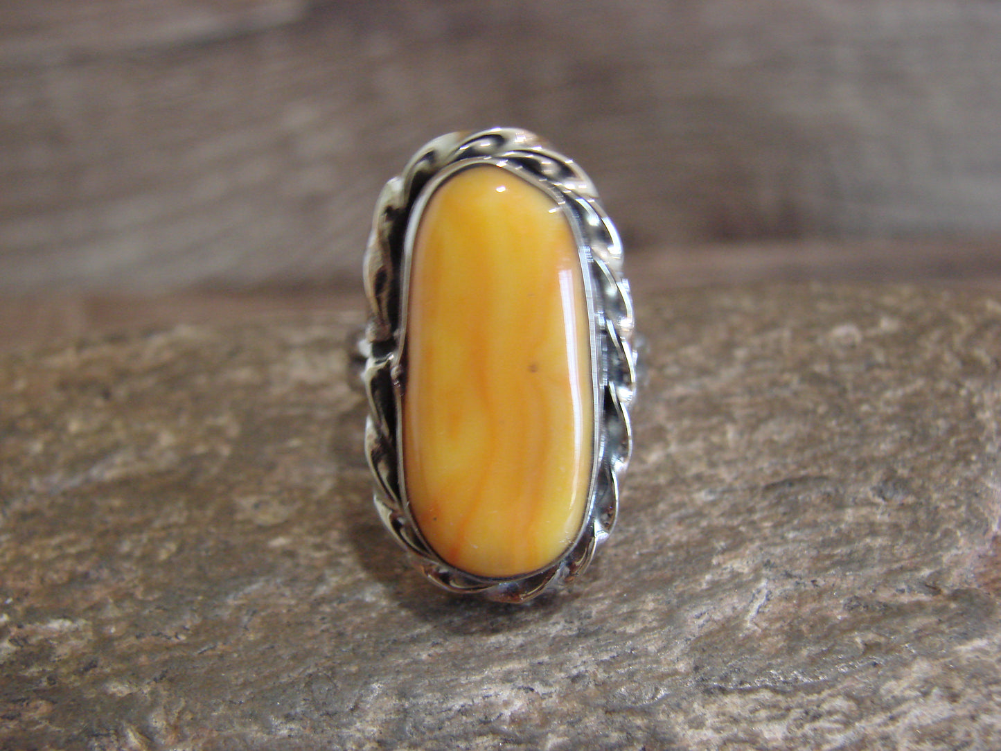 Native American Nickel Silver & Spiny Oyster Ring Size 7.5 - Cleveland