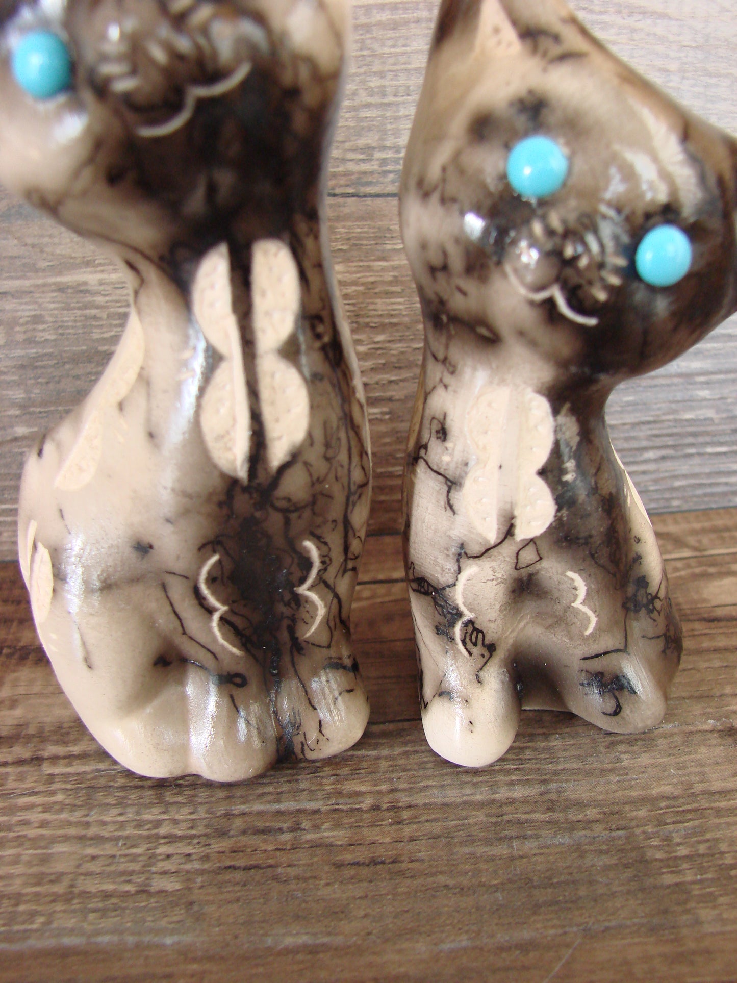 Native American Horse Hair Cat Pottery Set by Vail