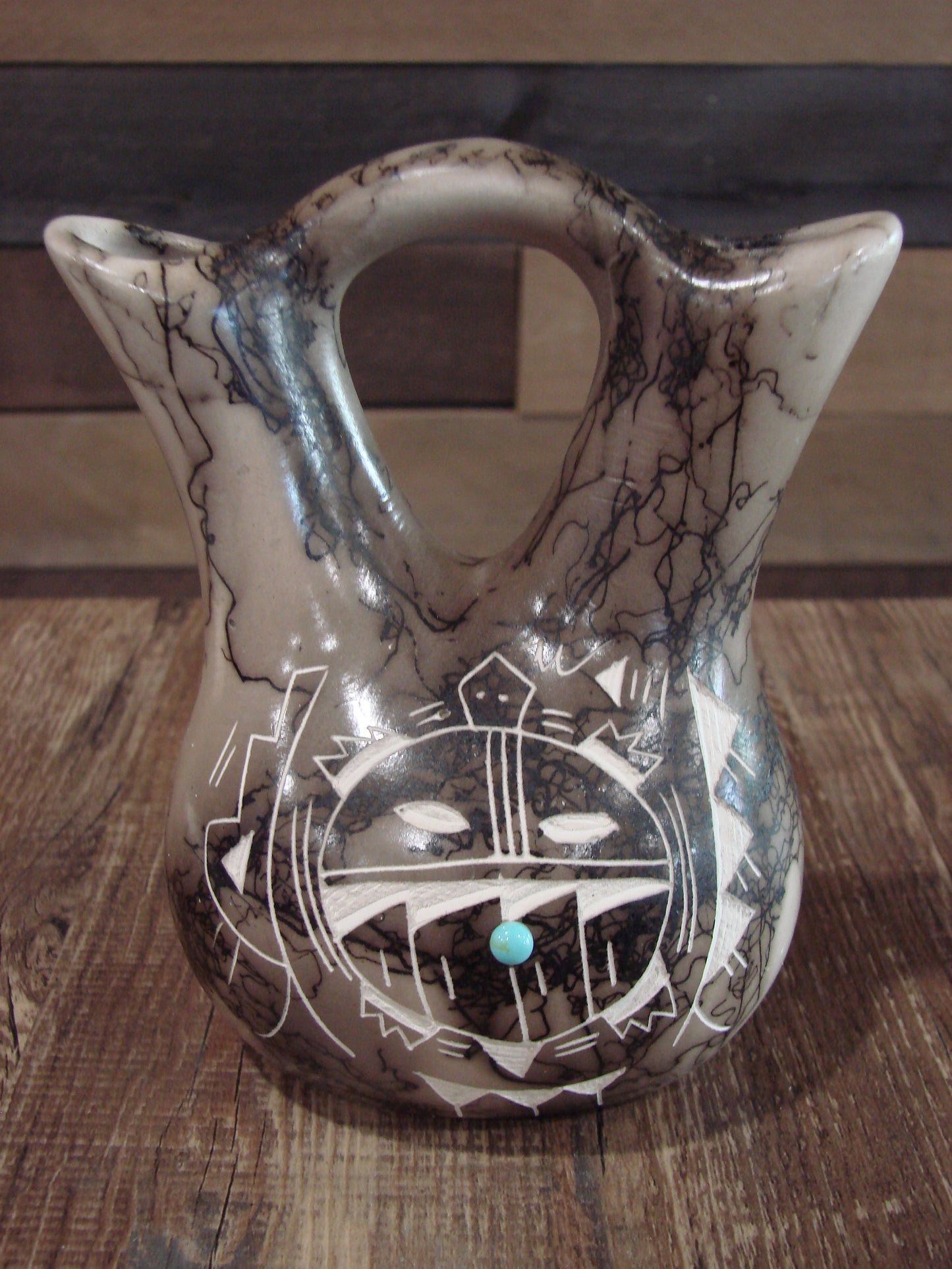 Native American Horse Hair Wedding Vase Pottery by Vail
