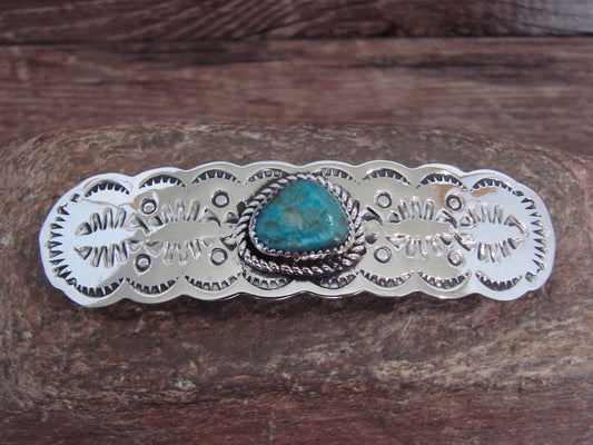 Native American Nickel Silver & Turquoise Hair Barrette by Cleveland
