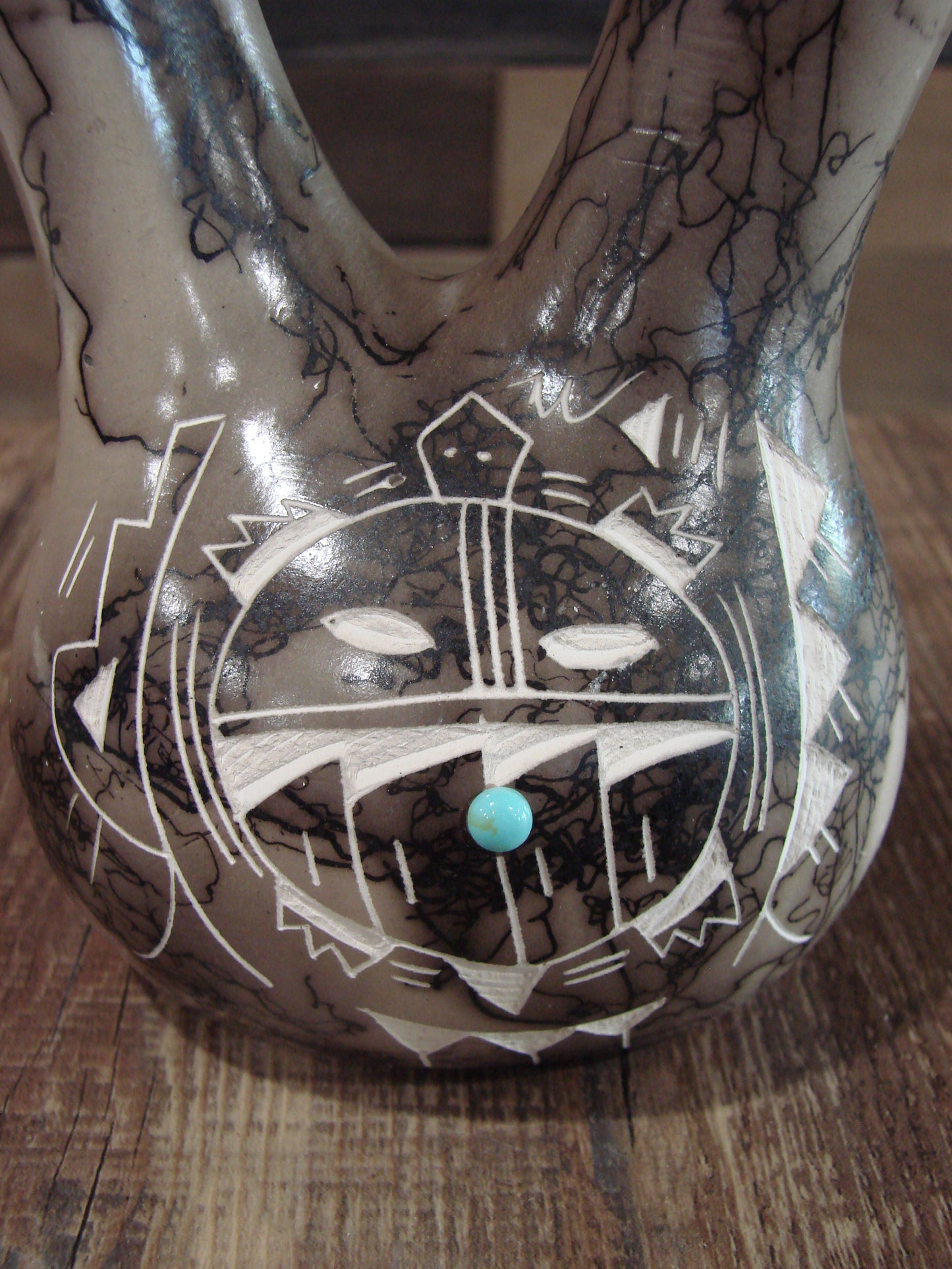 Native American Horse Hair Wedding Vase Pottery by Vail