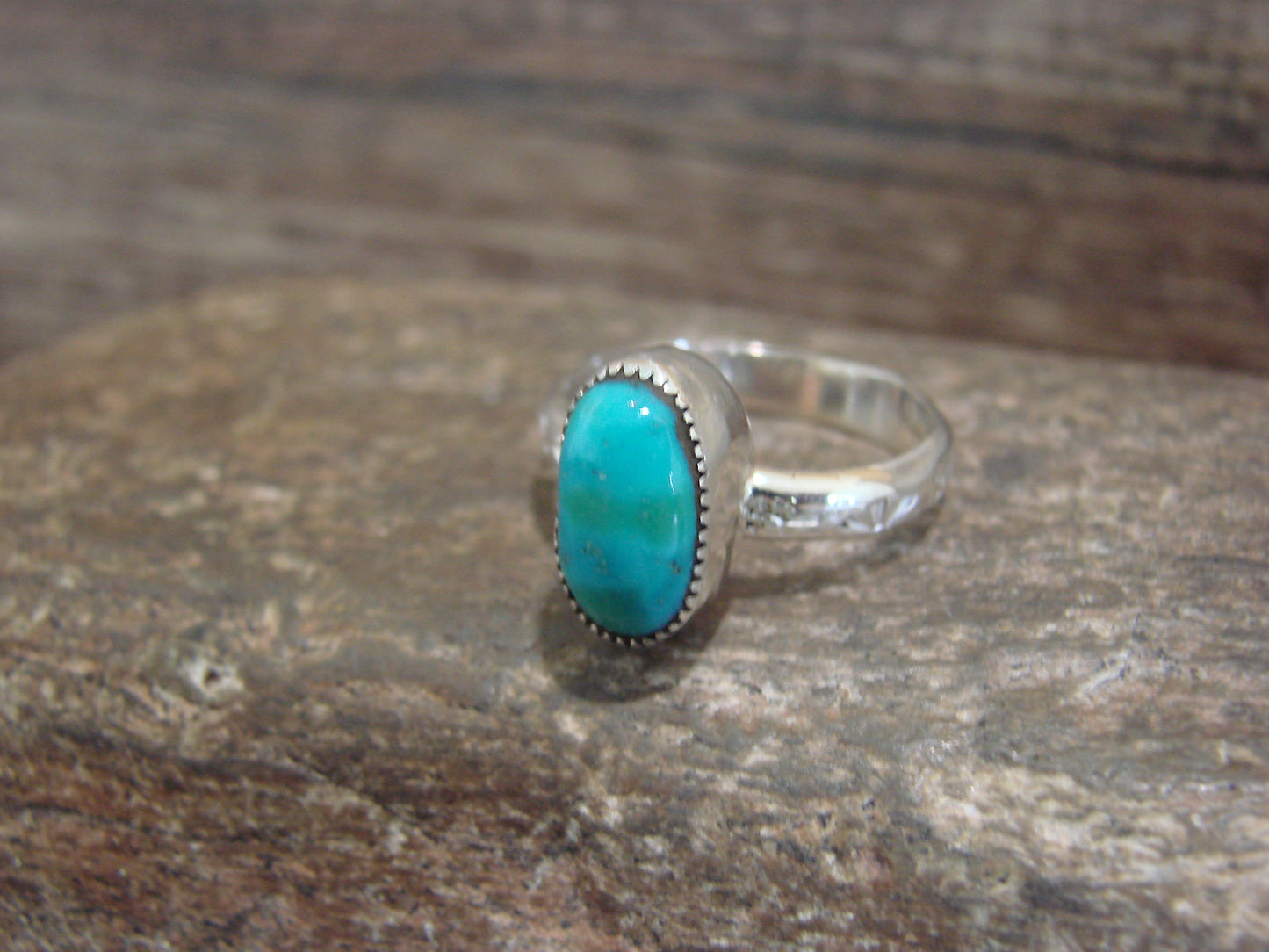 Native American Sterling Silver & Turquoise Ring by Pino - Size 7.5