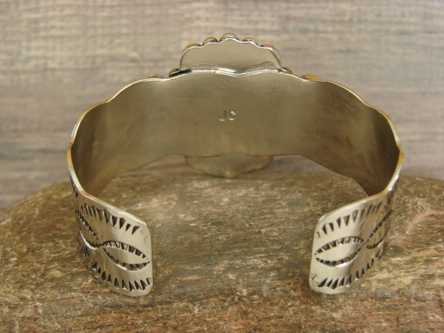 Native American Nickel Silver & Turquoise Bracelet by Cleveland