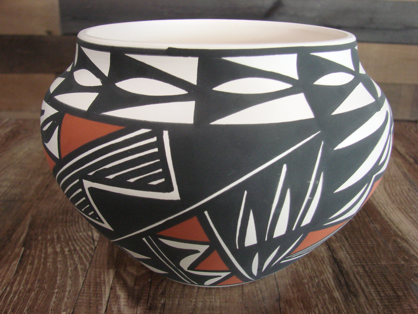 Native American Laguna Fine Line Hand Painted Pottery by B. Ortiz