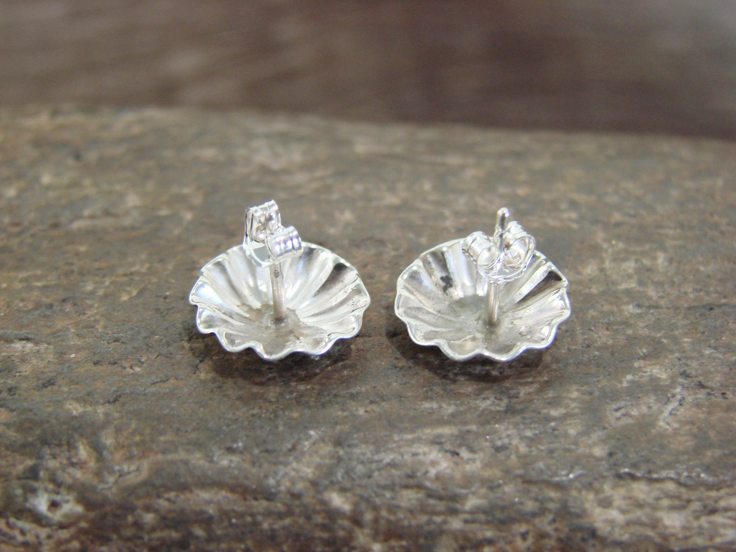 Native American Indian Sterling Silver 1/2" Concho Post Earrings by Harvey