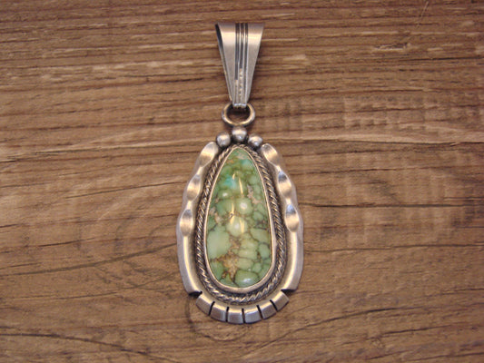 Native American Sterling Silver & Turquoise Pendant by Yellowhair